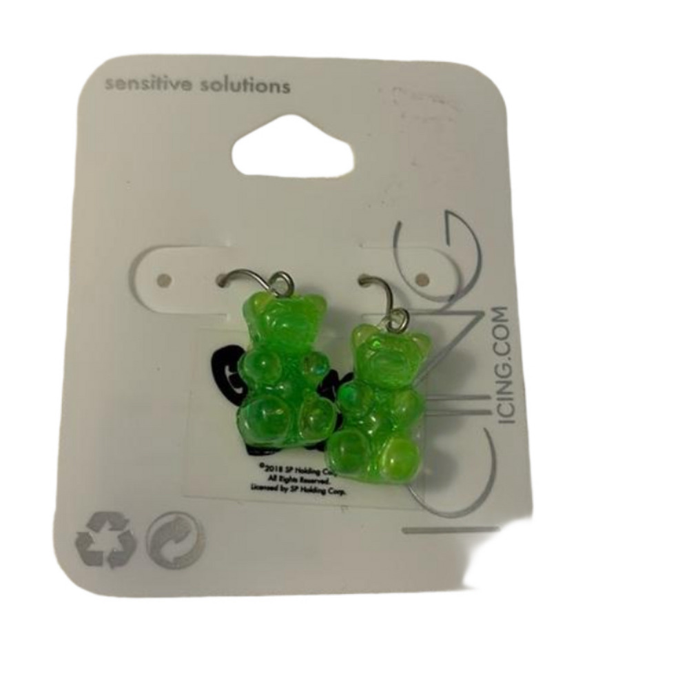 Icing Gummy Bear Earrings Green